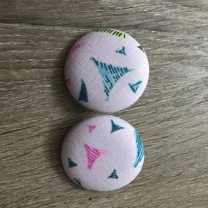 Fabric button earrings 60 mm